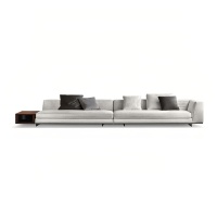 Italienisches Minimalistisches Hotel-Wohnzimmer Roger Ledersofa Designer-entworfenes Geradliniges Modell Bewegliches Holzrahmen-Sofa