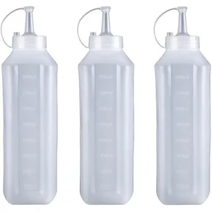 زجاجات قابلة للضغط ذات سعة كبيرة من البلاستيك لمربى العسل والزيت زجاجة قابلة للضغط للصلصات