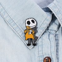 Halloween Broche Cauchemar Noël Sorcière Grotte Tête de Citrouille Jack Personnalisé Noir Nickel Métal Émail Pin Badge