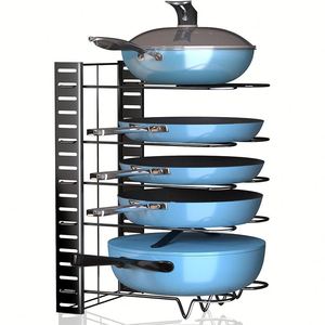 Metal Multifunctional 2024 New Design Under Cabinet Sink Adjustable <b>Hanging</b> Tiered Cooking Pot <b>Pan</b> Organizer <b>Rack</b> for Kitchen - Product Image 2
