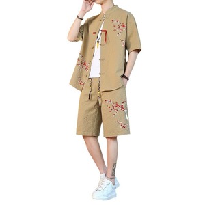 Áo Cardigan Hai Mảnh Hanfu tay ngắn thường ngày cho nam Bộ đồ tang họa tiết rắn thoáng khí mùa hè in họa tiết dân tộc Trung Quốc - Product Image 5