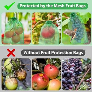 C98 Groene Organza Fruitgaas Netzakken Met Trekkoord Groene Netwerkkoord Zakken Fruit Beschermingszakken - Product Image 3