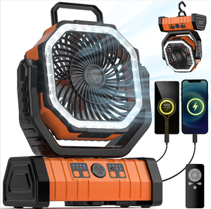 Ventilatore da Campeggio Ricaricabile da 20000mAh con Lanterna LED, 4 Velocità, Portatile per Tenda Esterna con Gancio e Telecomando - Product Image 1
