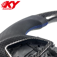 Volant sport personnalisé en fibre de carbone, cuir noir avec bande bleue pour Chevrolet Camaro SS ZL1 RS LT1 Corvette C7 ZR1 Z06