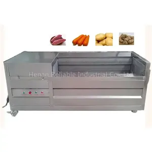 Descascador industrial automático comercial de batatas fritas 800kg/h, descascador e limpador de escova de batata doce, máquina de lavar