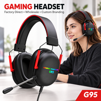 Headset Gaming Berkabel Over-Ear G95 Mikrofon Boom ABS IPX7 PC Esports Streaming Rapat Online Kantor Rumah