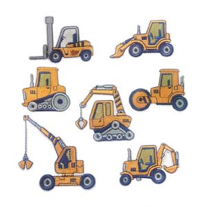 New Iron on Embroidery Shop Truck Excavator Forklift Crane Patch for Kids Clothes Backpack Decoration - Product Image 1