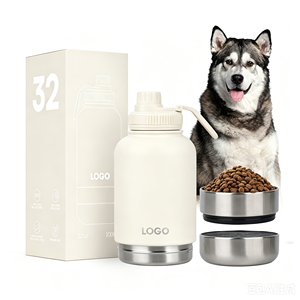 Cross-border Supply 3 in 1Customization Multi Function 32oz 1000ML Portable 304 Stainless Steel Pet Feeder Outdoor Travel <b>Bowl</b> - Product Image 1