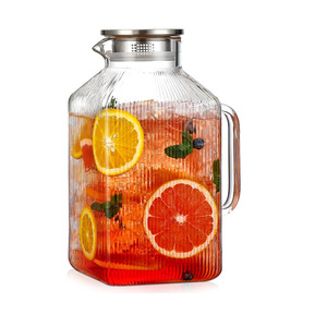 <span class=keywords><strong>Carafe</strong></span> <span class=keywords><strong>en</strong></span> <span class=keywords><strong>verre</strong></span> borosilicate côtelé extra large pour boissons chaudes et froides, pichet carré <span class=keywords><strong>en</strong></span> <span class=keywords><strong>verre</strong></span> épaissi <span class=keywords><strong>avec</strong></span> <span class=keywords><strong>couvercle</strong></span> et poignée - Product Image 1
