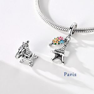 MULA 925 Silver Eiffel Tower Pendant Bead Original Travel <strong>Charms</strong> for Children's Bracelet Making Jewelry Gift with Zircon - Product Image 2