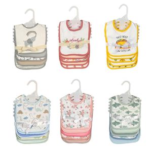 Babero de Algodón Reutilizable para Recién Nacidos, Bonito Babero Ajustable Rectangular para Bebé, Juego de 5 Piezas - Product Image 1