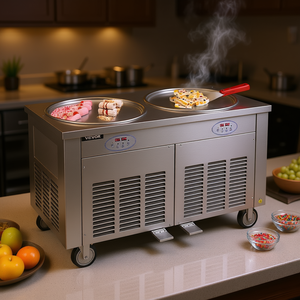 Machine à glace roulée Vevor 1800W, double plaque en acier inoxydable, usage commercial pour bars, préparation de desserts - Product Image 2