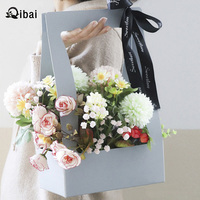 Qibai panier de fleurs étanche Saint Valentin simple boîte en papier portable panier de fleurs boîte d'emballage en papier