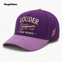 Casquette de baseball style rock vintage, bicolore violette, avec broderie 3D en relief, logo guitare, lettres et éclair, unisexe, mode streetwear