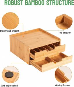 Organizador de Cápsulas de Café de Bambú de Alta Calidad, Organizador de Bolsitas de Té, Organizador de Café y Té con Cajón para Cocina - Product Image 3