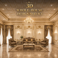 Service de design d'intérieur de luxe style rococo pour toute la maison, plans 3D, décoration de manoir, plan de chef-d'œuvre
