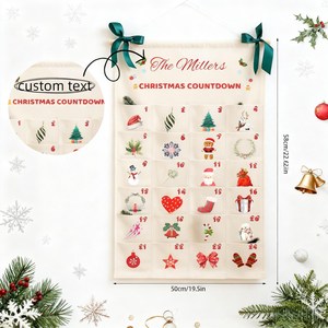 Calendario dell'Avvento Natalizio Personalizzato con Monogramma, 24 Tasche, Organizzatore da Parete per il Conto alla Rovescia delle Festività - Product Image 6