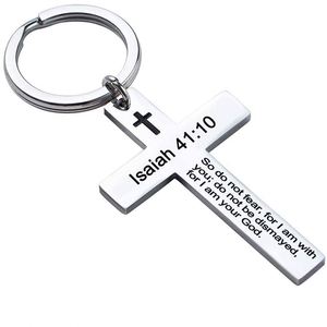 Porte-clés Croix Chrétienne, Porte-clés Sainte Bible, Porte-clés en Acier Inoxydable avec Verset Biblique, Bijoux de Prière de Jésus, Cadeaux Religieux pour Baptême - Product Image 4