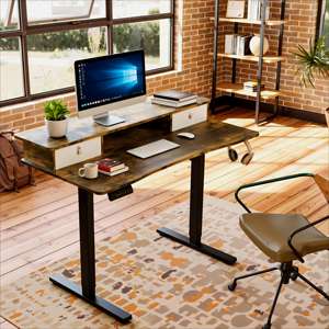 Tek Motorlu Elektrikli Modern Yükseklik Ayarlı Masa 2 Kademeli Ayaklar İki Çekmeceli Ergonomik Tasarım Ev Ofis Ayakta Çalışma Masası Oyun Masası - Product Image 2