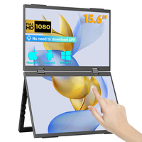 Monitor Portabel Layar Sentuh LCD IPS 15,6 Inci 1080P dengan Speaker dan Penyangga Terintegrasi untuk Laptop - Layar Tiga Lipat Grosir Kustom