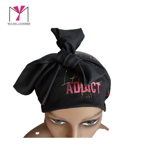 MUYANG CUSTOMIZE Bonnet long avec logo personnalisé et lien élastique, en satin noir imprimé, pour femmes, mode printemps été - Product Image 4