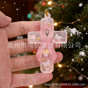 Adorno Colgante de Ángel Navideño de Resina Transparente con Flores para Decoración de Árboles - Product Image 3