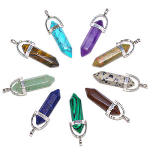 Liontin batu heksagonal geometris minimalis multiwarna untuk hadiah Pesta liontin kalung jumlah besar sempurna untuk Perhiasan DIY - Product Image 1