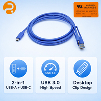 Cable USB3.0/USB-C blindado 2 en 1 de alta velocidad 5Gbps ROMTRONIC, longitud personalizada para PC, robots y dispositivos médicos, mercado estadounidense/europeo