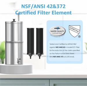 पोर्टेबल आउटडोर कैंपिंग पानी फिल्टर 304 स्टेनलेस स्टील गुरुत्वाकर्षण पानी प्यूरीफायर फिल्टर - Product Image 2