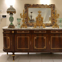 Meuble Louis XV Art Déco Décoration de Maison Meuble en Bois Buffet Classique de Luxe Table Console en Marbre