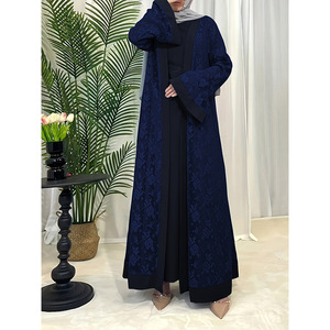 이슬람 로브 이슬람 아랍어 패션 겸손한 폴리 에스테르 가을 Eid 투피스 Abaya 긴 원피스 - Product Image 2