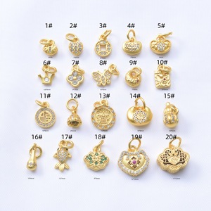 เครื่องประดับจีนโบราณ HD391 <span class=keywords><strong>จ</strong></span>ี้ทองเหลืองรูปเหรียญ ดอกบัว ฝักบัว ผีเสื้อ <span class=keywords><strong>จ</strong></span>ี้ขนาดเล็ก ลูกปัด อุปกรณ์ตกแต่ง - Product Image 2