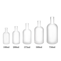 Bouteille de vin en verre haut de gamme à prix avantageux, 100 ml, 200 ml, 375 ml, 500 ml, 750 ml, bouteille de whisky ronde givrée avec bouchon, vente en gros
