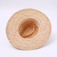 Chapeau de cowboy en raphia naturel tressé à la main pour femme, à large bord, léger, respirant, idéal pour l'été et la protection solaire