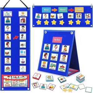 Tabla de horarios visual para niños, tabla de rutina diaria con tarjetas magnéticas, tablero de gestión del tiempo para la planificación de niños pequeños con autismo - Product Image 1