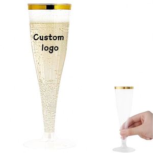 Copas de Champán Personalizadas, Copas de Vino de Plástico Desechables de 4.5 Oz para Compromiso, Boda, Fiesta de Cumpleaños, Copas de Cóctel al por Mayor - Product Image 1