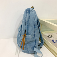 Tas Ransel Denim Kapasitas Besar Anti Air Unisex Gaya Korea untuk Siswa SMP dan SMA