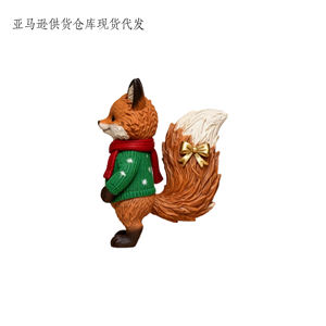 รูปปั้นสุนัขจิ้งจอกคริสต์มาสแบบกำหนดเอง - ของตกแต่งเรซิ่นพร้อมกระดิ่งทองและโบว์ ของขวัญวันหยุดสำหรับตกแต่งบ้านในสหรัฐอเมริกา/ยุโรป - Product Image 2