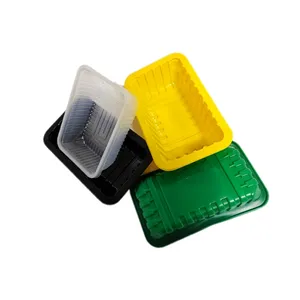Disposable black rectangular top seal fresh chicken meat tray PP food grade plastic meat trays packaging sealable suppliers