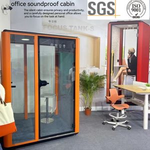 Cabina telefónica insonorizada moderna de alta calidad, modelo de habitación de privacidad acústica portátil y reconfigurable, cerradura a juego de vaina de oficina - Product Image 2