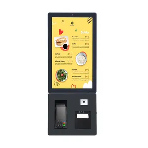 Mesin penjual tiket potret swalayan 24 inci layar sentuh mesin kios restoran kios pembayaran swalayan