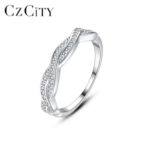 CZCITY Zircon Luxury Fashion 925 Silver Finger Korean S925 Sterling Jewelry Woman Wedding Band Ring