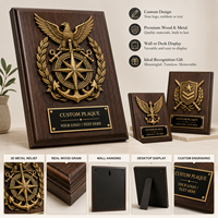 Plaque en bois personnalisée avec logo vierge en alliage de zinc moulé sous pression, plaqué bronze, et boucliers de trophée en métal sablé, récompenses et médailles