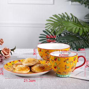 Factory Wholesale 15oz Hand Painting Tea Cups Multi-color Coffee Mugs Custom Ceramic Stoneware Coffee Milk <b>Cereal</b> Mug - Product Image 3