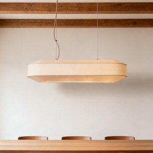 Japanese Style Pendant <b>Light</b> Modern Minimalist Fabric Lamp Long Strip Design For <b>Dining</b> Room White E27 Energy Saving Lamp - Product Image 5