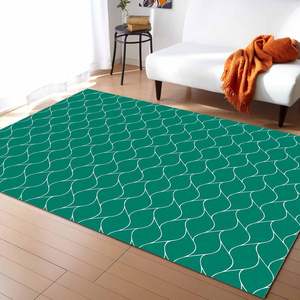 Tapis moderne de luxe à rayures géométriques vertes de Noël antidérapant pour chambre à coucher et salon décoration intérieure en stock - Product Image 1