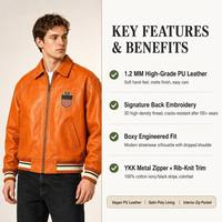 Blouson universitaire personnalisé en chenille avec patchs, en cuir PU 500 g/m² et mélange de laine, style Letterman, coupe bomber ample, streetwear, broderie, fabricant OEM