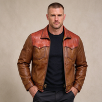 Blouson Bomber en Cuir Vintage pour Homme Style Western Hiver Yellowstone Effet Vieilli Veste de Cowboy Ranch Logo Personnalisé Vente en Gros