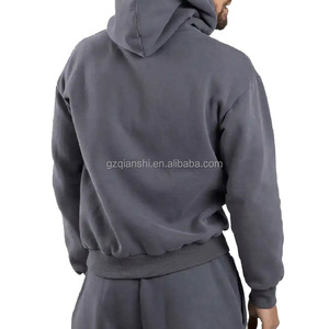 Sweat à capuche oversize en molleton de coton à épaules tombantes, épais et uni, de haute qualité, style streetwear, vierge personnalisable pour hommes - Product Image 3