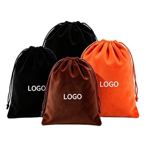 Sac à cordon en velours avec logo personnalisé imprimé, vente en gros, pochette en velours multicolore, sac de rangement pour bijoux, petit sac cadeau - Product Image 1